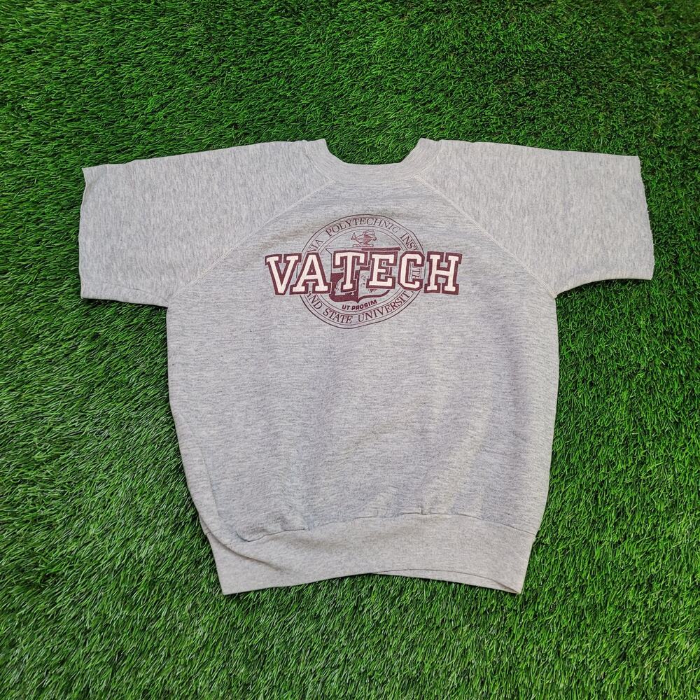 VTG VA Tech USA Made Cut Off Sleeveless Sweatshirt Boxy Cropped Fit M (Tagged L)